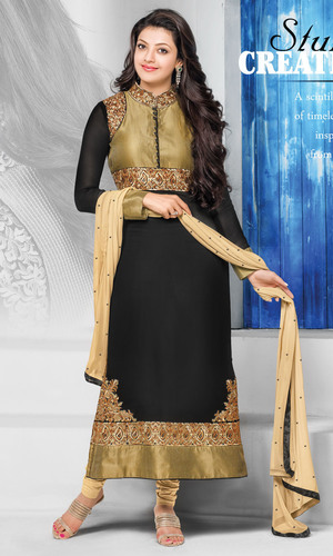 Kajal Aggarwal Black & Beige Georgette Suit
